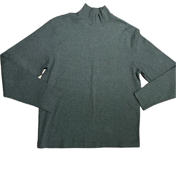 Polo Ralph Lauren Mens Large Rib Knit Mock Turtleneck Charcoal Long Sleeve Shirt - Picture 1 of 7